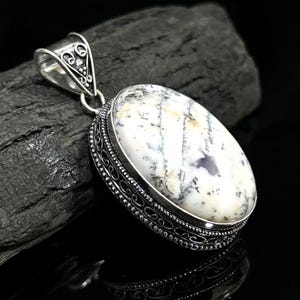 Dendritic Opal Pendant Cabochon Pendant Dendritic Opal Gemstone Vintage Pendants Handmade 925 Sterling Silver Jewelry Pendant Gift For Her