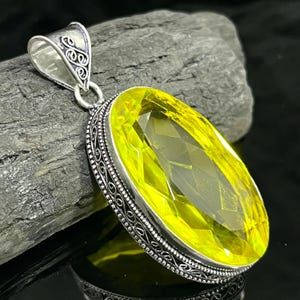 Big Lemon Quartz Pendants Faceted Lemon Quartz Handmade Gemstone Pendant Necklace 925 Starling Silver Vintage Women Jewelry Gift For Her
