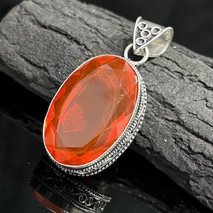 Big Red Garnet Pendants Red Gemstone Pendant Necklace 925 Starling Silver Vintage Women Jewelry Anniversary Gifts Pendant Gift For Her