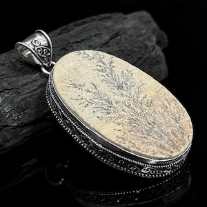 German Dendritic Agate Pendant Natural German Dendritic Agate Gemstone Pendant Handmade 925 Sterling Silver Jewelry Pendant Gift For Her