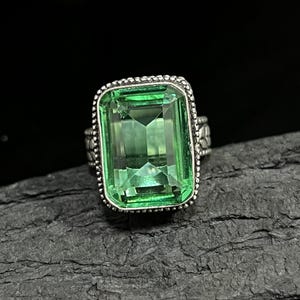 Groene toermalijnkwartsring toermalijnkwarts zilveren ring 925 sterlingzilveren ring edelsteenring handgemaakte kwarts edelsteenring cadeau voor haar