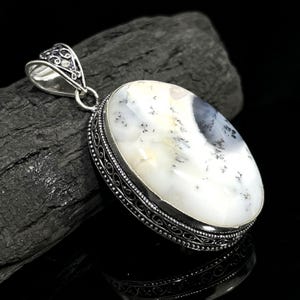 Dendritic Opal Pendant Cabochon Pendant Dendritic Opal Gemstone Vintage Pendants Handmade 925 Sterling Silver Jewelry Pendant Gift For Her