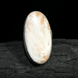 Gorgeous Scolecite Rings Pink Scolecite Silver Ring 925 Sterling Silver Ring Gemstone Ring Handmade Scolecite Gemstone Ring Gift For Her