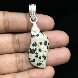 Gorgeous Dalmatian Jasper Pendant Dalmatian Jasper Loose Gemstone Vintage Pendant Handmade 925 Sterling Silver Jewelry Pendant Gift For Her