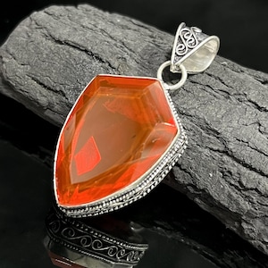 Big Red Garnet Pendants Red Gemstone Pendant Necklace 925 Starling Silver Vintage Women Jewelry Anniversary Gifts Pendant Gift For Her