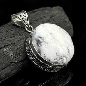 Dendritic Opal Pendant Cabochon Pendant Dendritic Opal Gemstone Vintage Pendants Handmade 925 Sterling Silver Jewelry Pendant Gift For Her