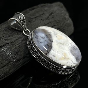 Dendritic Opal Pendant Cabochon Pendant Dendritic Opal Gemstone Vintage Pendants Handmade 925 Sterling Silver Jewelry Pendant Gift For Her