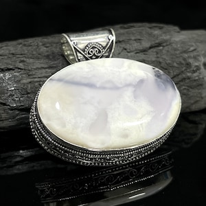 Dendritic Opal Pendant Cabochon Pendant Dendritic Opal Gemstone Vintage Pendants Handmade 925 Sterling Silver Jewelry Pendant Gift For Her