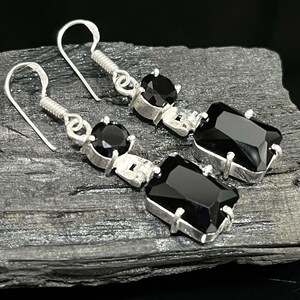 Amazing Quality Faceted Black Onyx Earrings 925 Sterling Silver Earrings Handmade Black Onyx Gemstone Silver Jewelry Earrings Gift for her