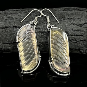 Pendientes de fluorita, pendientes de plata de ley 925, pendientes de piedras preciosas talladas en fluorita, pendientes de fluorita hechos a mano vintage, regalo de joyería para ella