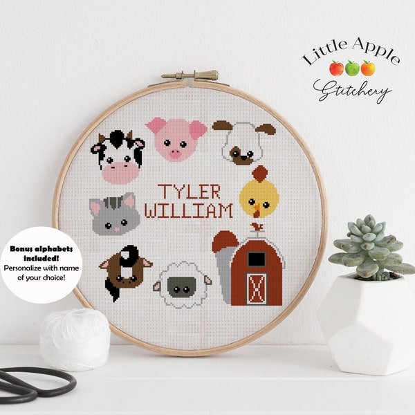 Farm Cross Stitch Pattern for kids