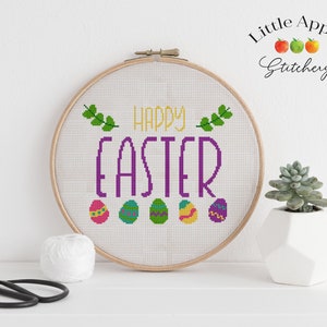 Happy Easter cross Stitch Pattern PDF – cute animals