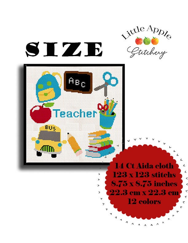Teacher Cross Stitch Pattern PDF – School - Etsy