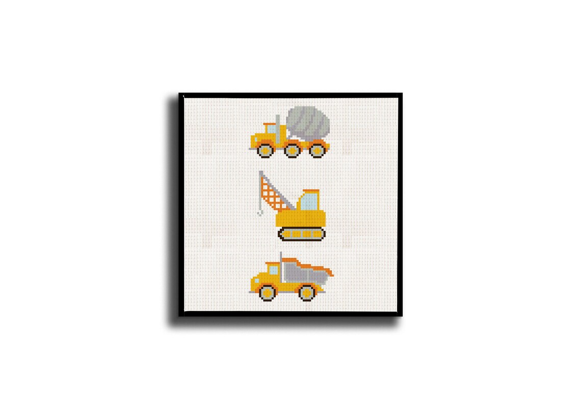 Construction Truck Cross Stitch Pattern Boy Embroidery Etsy