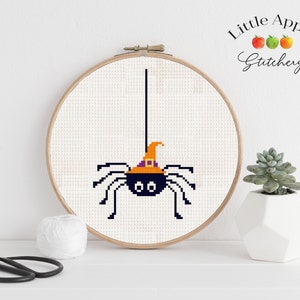 Spider Cross Stitch Pattern – Halloween Witch Cross Stitch – Quick Stitch - simple cross stitch Project