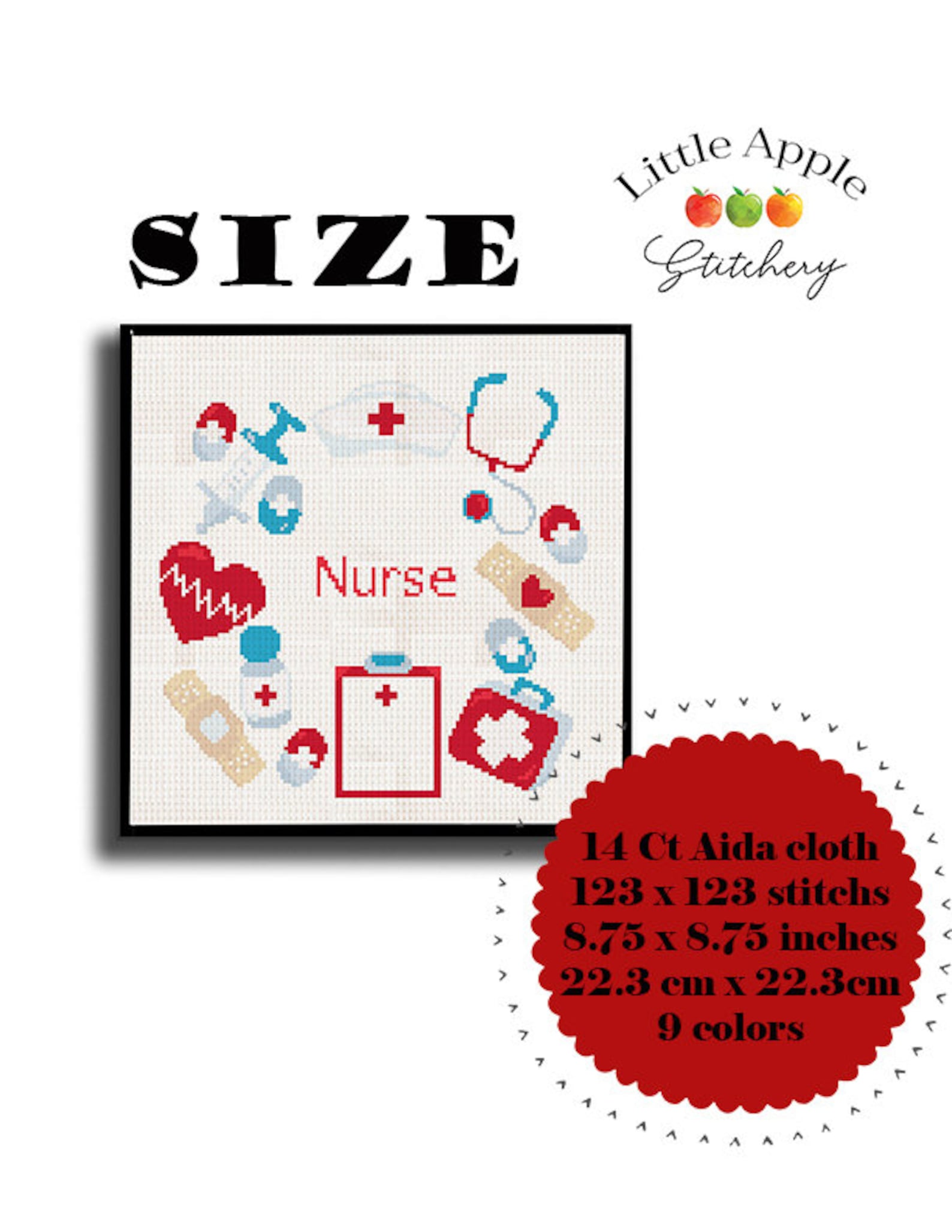 Nurse Cross Stitch Pattern PDF Essential Worker Nursing Etsy UK