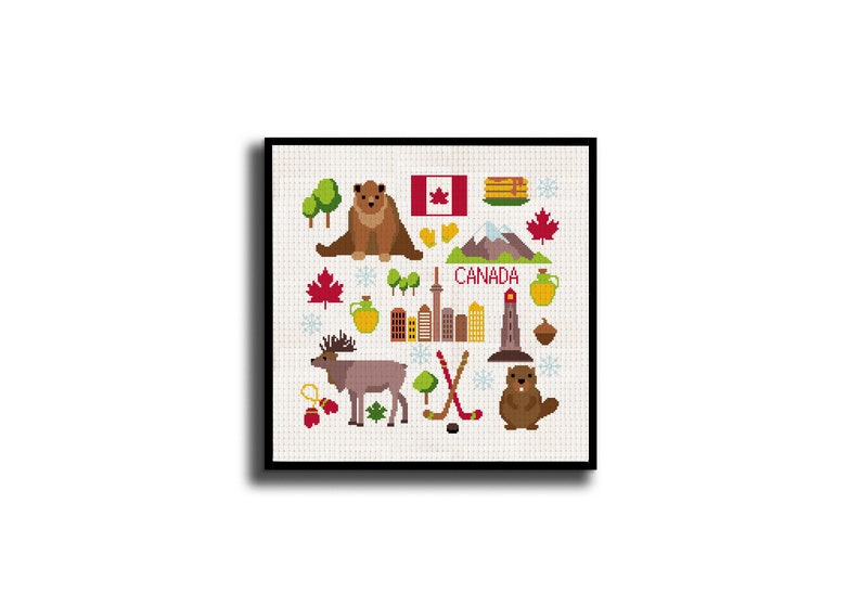 Canada Cross Stitch Pattern PDF Canadian Flag Etsy