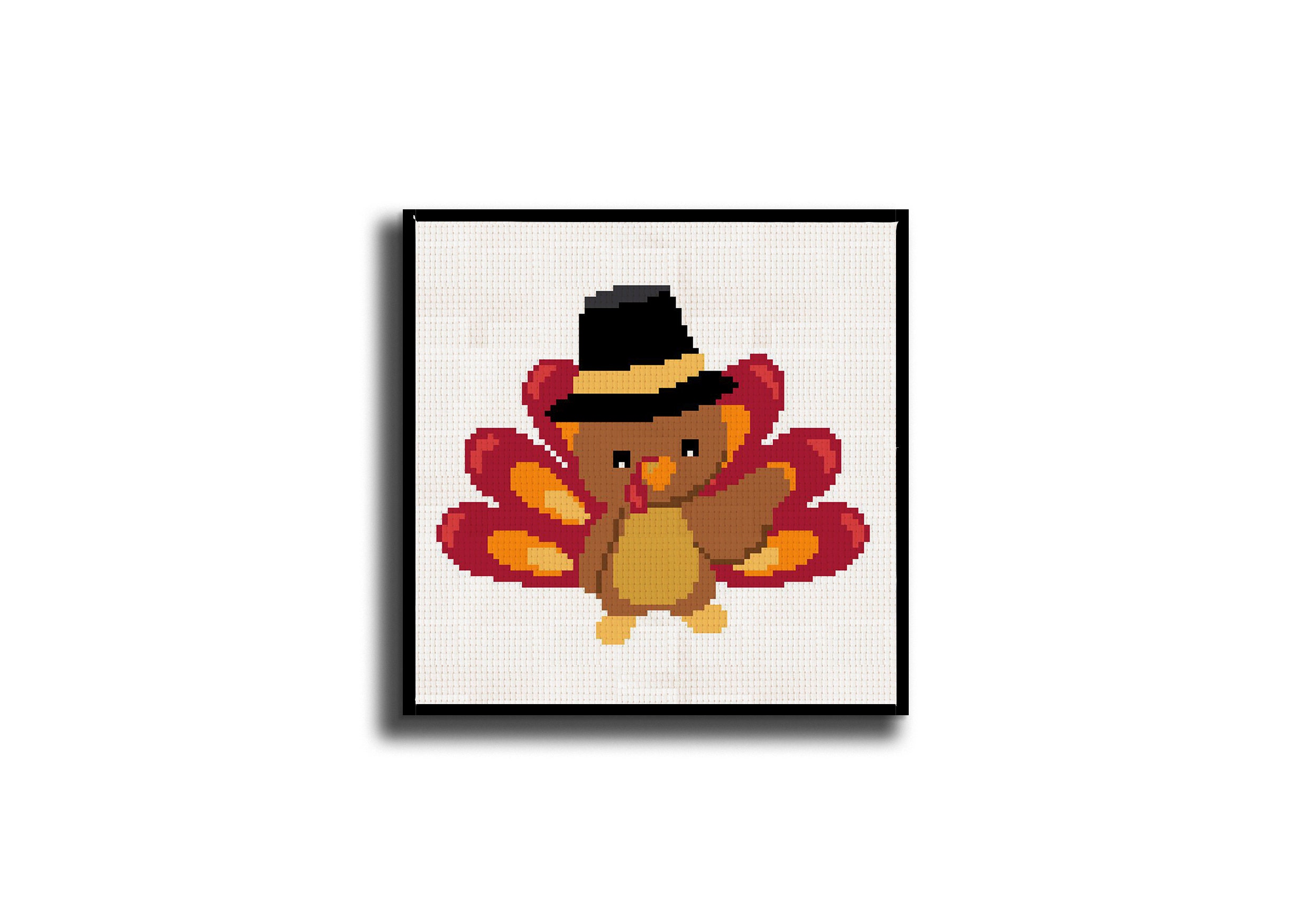 Thanksgiving Cross Stitch Pattern Pilgrim Turkey Quick Etsy