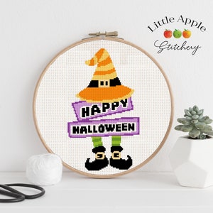 Witch Cross Stitch Pattern – Halloween Cross Sitch Witch – Quick Stitch Project - Cross Stich Witch