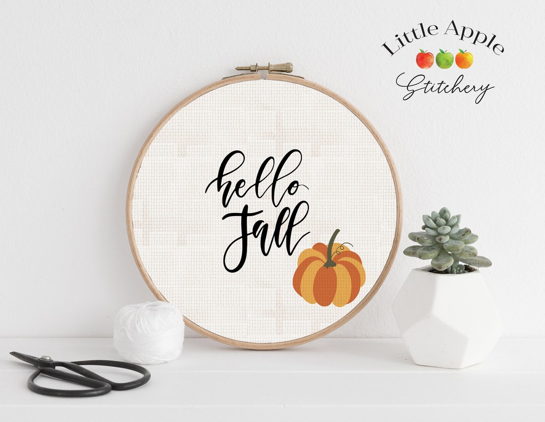 Hello Fall Cross Stitch Pattern – Autumn – Quick Stitch Project - Etsy