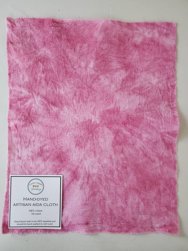Pink dyed aida cloth 14 count handdyed aida cloth Etsy