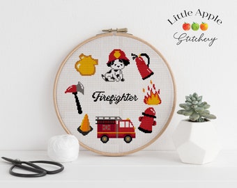 Firefighter Cross Stitch Pattern PDF – Essential worker