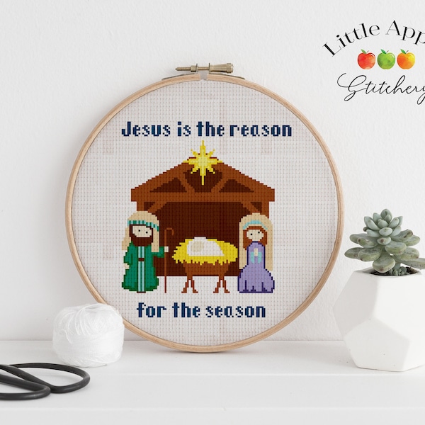 Nativity Cross Stitch Pattern PDF – Jesus is the reason cross stitch- baby Jesus cross stitch