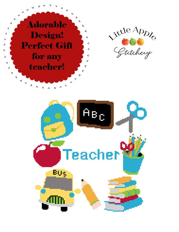 Teacher Cross Stitch Pattern PDF – School - Etsy