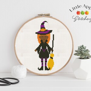 Witch Cross Stitch Pattern – Halloween – Quick Stitch Project
