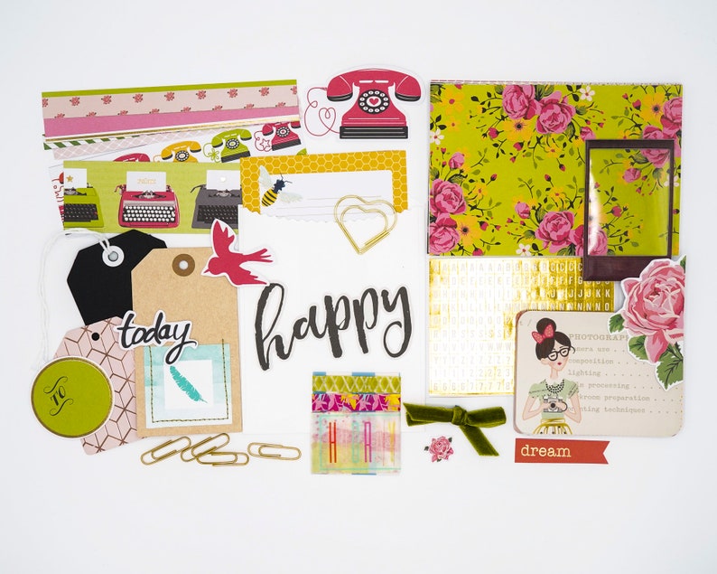 Tickled Pink Album Kit scrapbook kit, pocket album kit, scrapbook supplies, ephemera, girl scrapbook, love scrapbook, family album 4x6