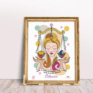 LIBRA zodiac sign print, original illustration of the zodiac sign perfect for a birthday gift or Christmas gift.