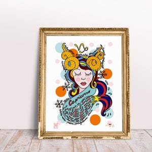 CAPRICORN zodiac sign print, original illustration of the zodiac sign perfect for a birthday gift or Christmas gift.
