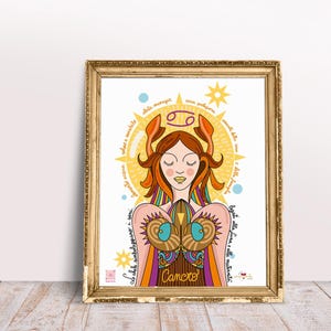 CANCER Zodiac Sign Print, Original Printed Illustration of the Zodiac Sign Perfect for a Birthday Gift or Christmas Present.