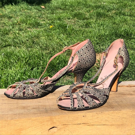 Vintage 1930's Saxone Debonair evening sandals siz