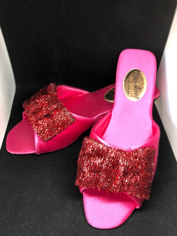 Vintage 1950 s Nite aires Cerise Boudoir Slippers Vintage Bedroom