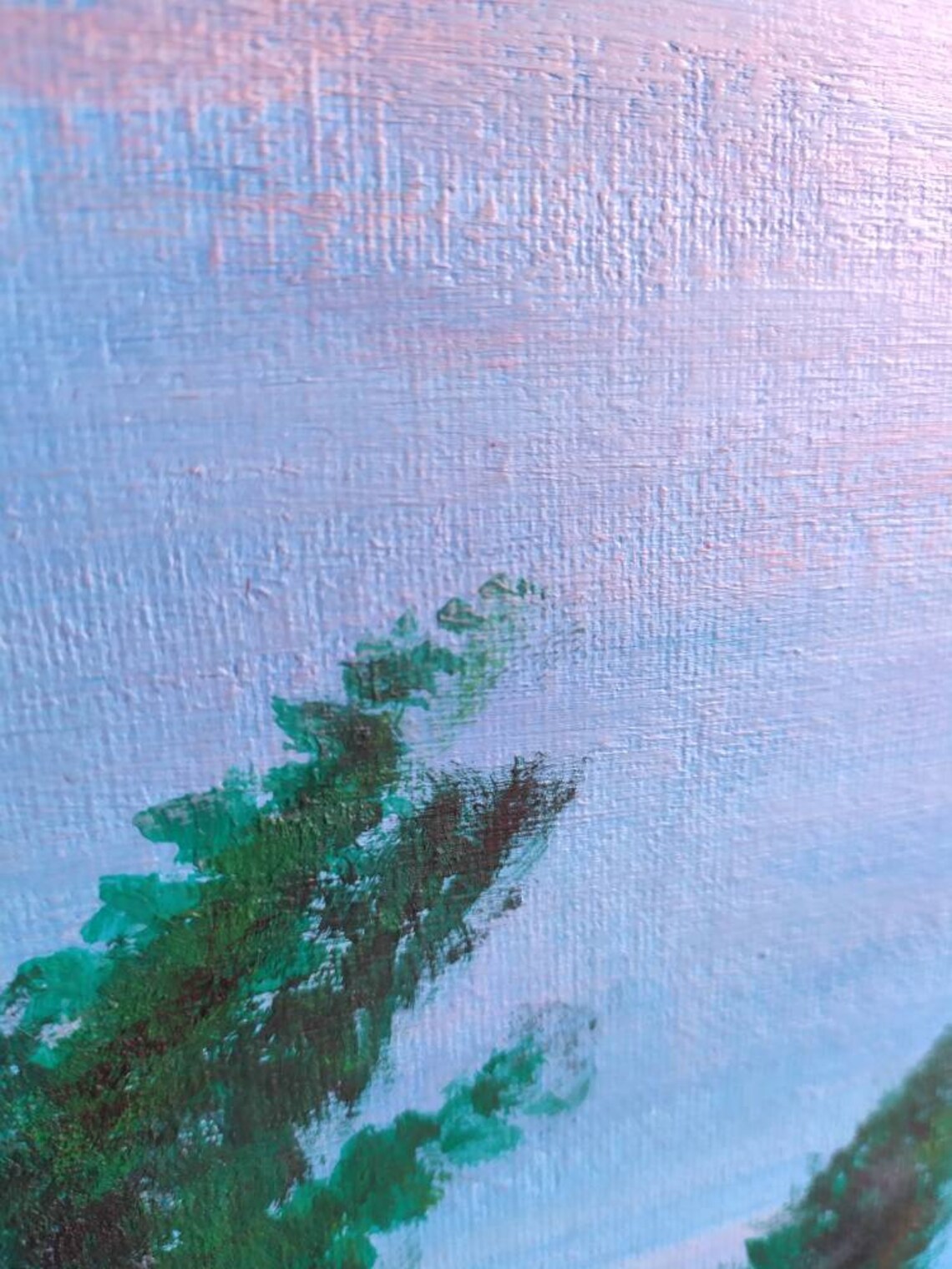 Original Painting Sky Pink and Blue Painting Sky Painting Etsy