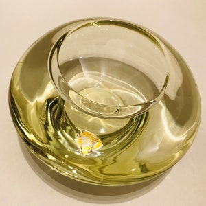 elegant boho ashtray, Bohemian crystal, 1960s, Miroslav Klinger, Czech glass art, Vinted Nostalgia