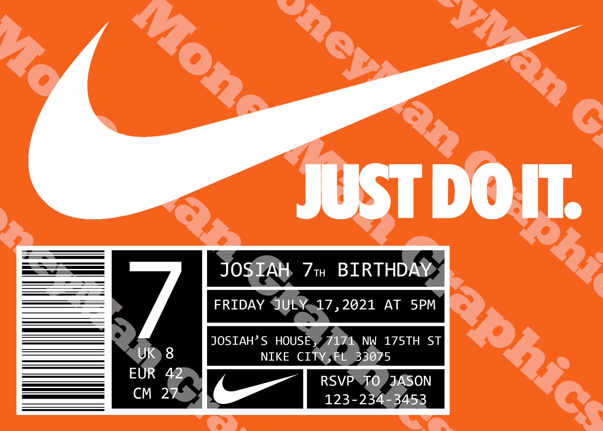 Nike inspired Invitation Printable Nike inspired Invitation Etsy