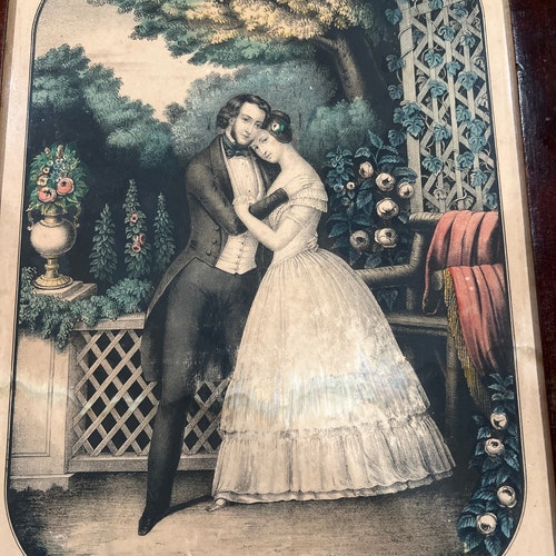Vintage E.C. Kellogg Lithograph Hartford Connecticut Titled Lovers shops Numbered 179 Hand colored