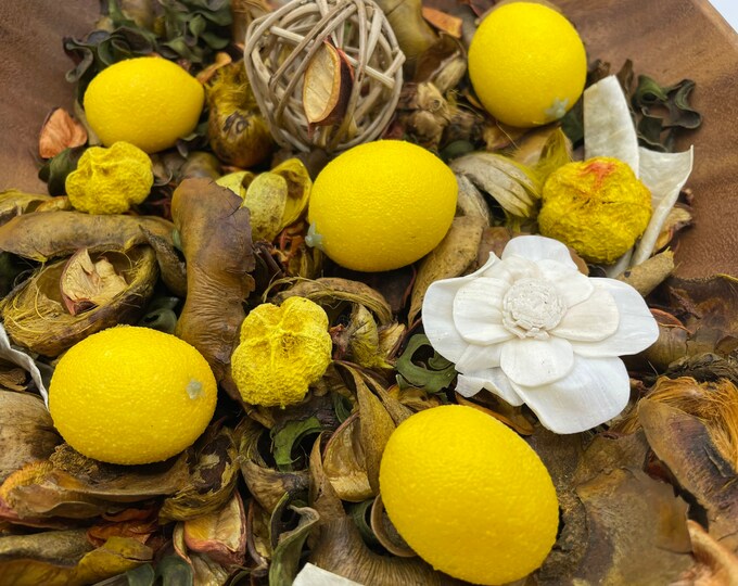 Cheery Lemon & Thyme Potpourri or Bowl Filler With Sola Flower, Rattan