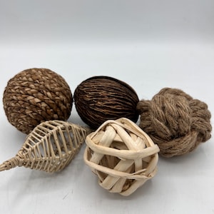Decorative Balls, bowl filler, set of 5 rope/twine orbs