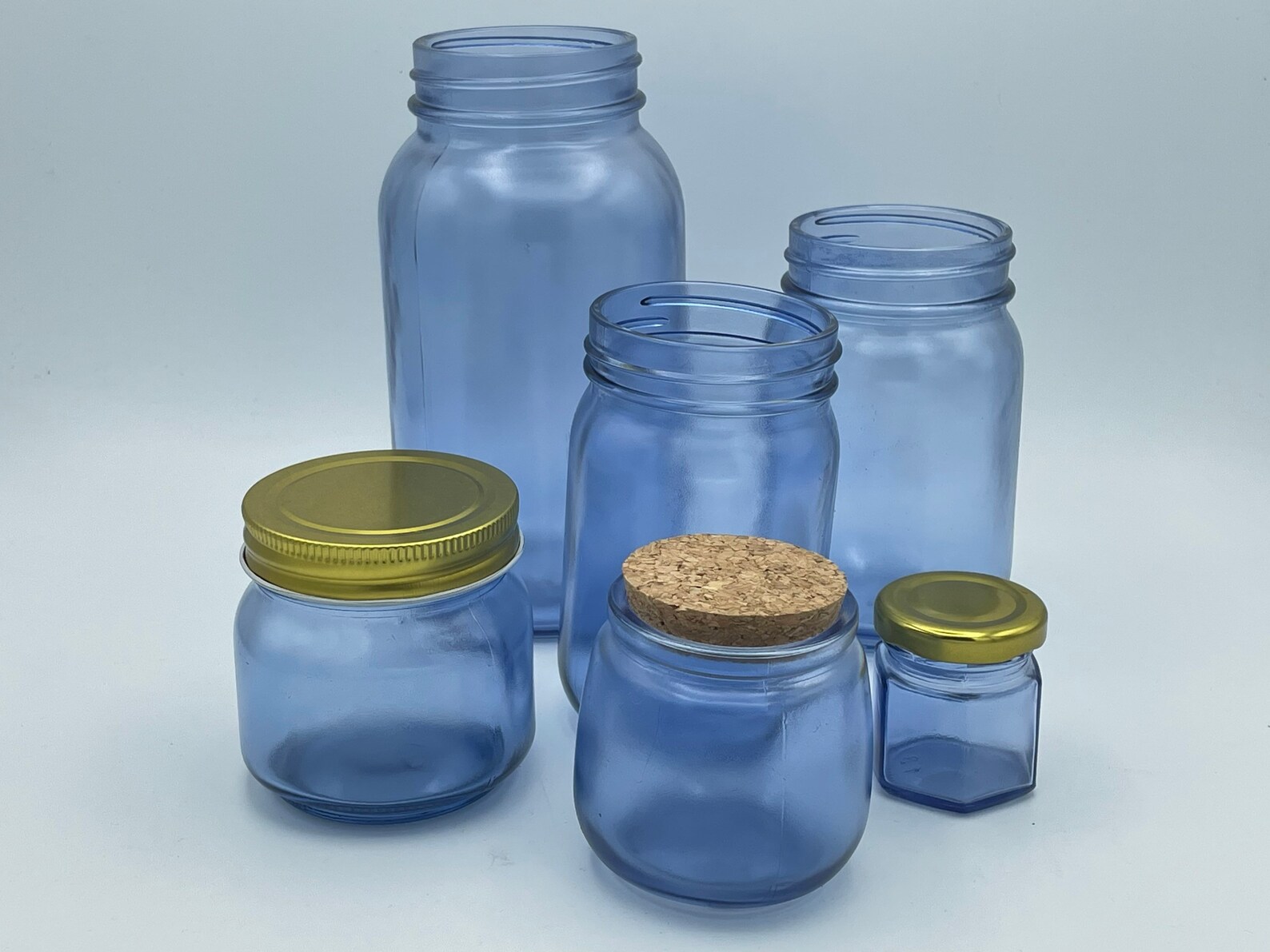 Blue Tinted Stained Glass Jars in an Assortment of Sizes Etsy