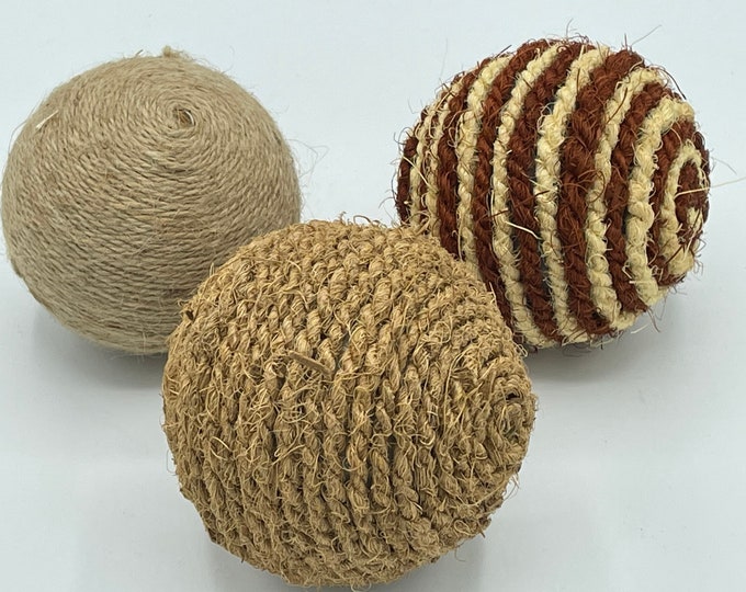 Decorative Balls, Bowl Filler, Set of 3 Rope/twine Orbs Etsy