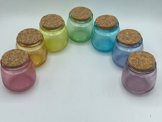 Colorful Samll Capacity Square Glass Spice Bottle with Seal Cork Lid Glass  Seasonging Bottles Glass Jars