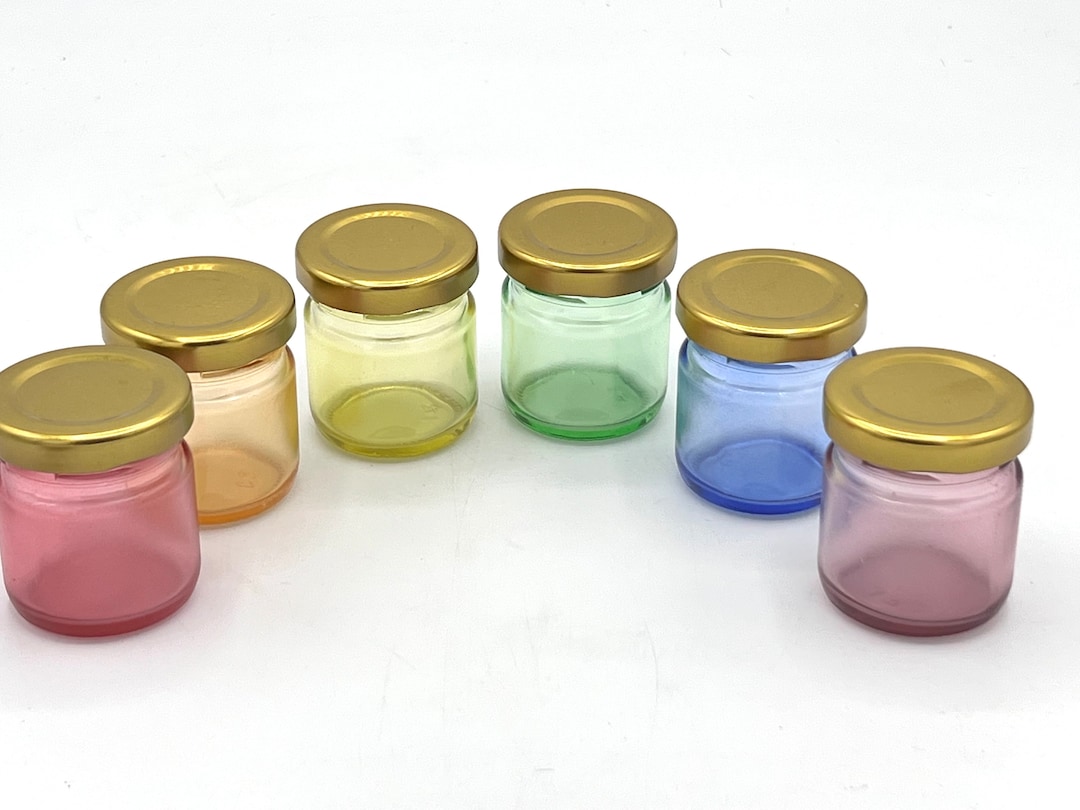 Tiny Rainbow Tinted Stained Glass Jars With Lids Translucent Etsy