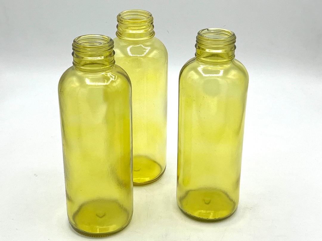 Tinted Stained Glass Bottle Vases, Translucent Painted, Set of 3, Use as Standalone Decor or