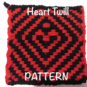 MUSTER Herz Twill Topflappen Loop Muster für beide 27x27 (Pro) oder 18x18 (Traditionell) Größe Webstühle PDF mit Link zum Instruktionsvideo