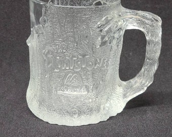 1993 McDonalds Flintstones Mugs - Vintage RocDonalds Glasses - Tree Leaf Shaped Design Collectible