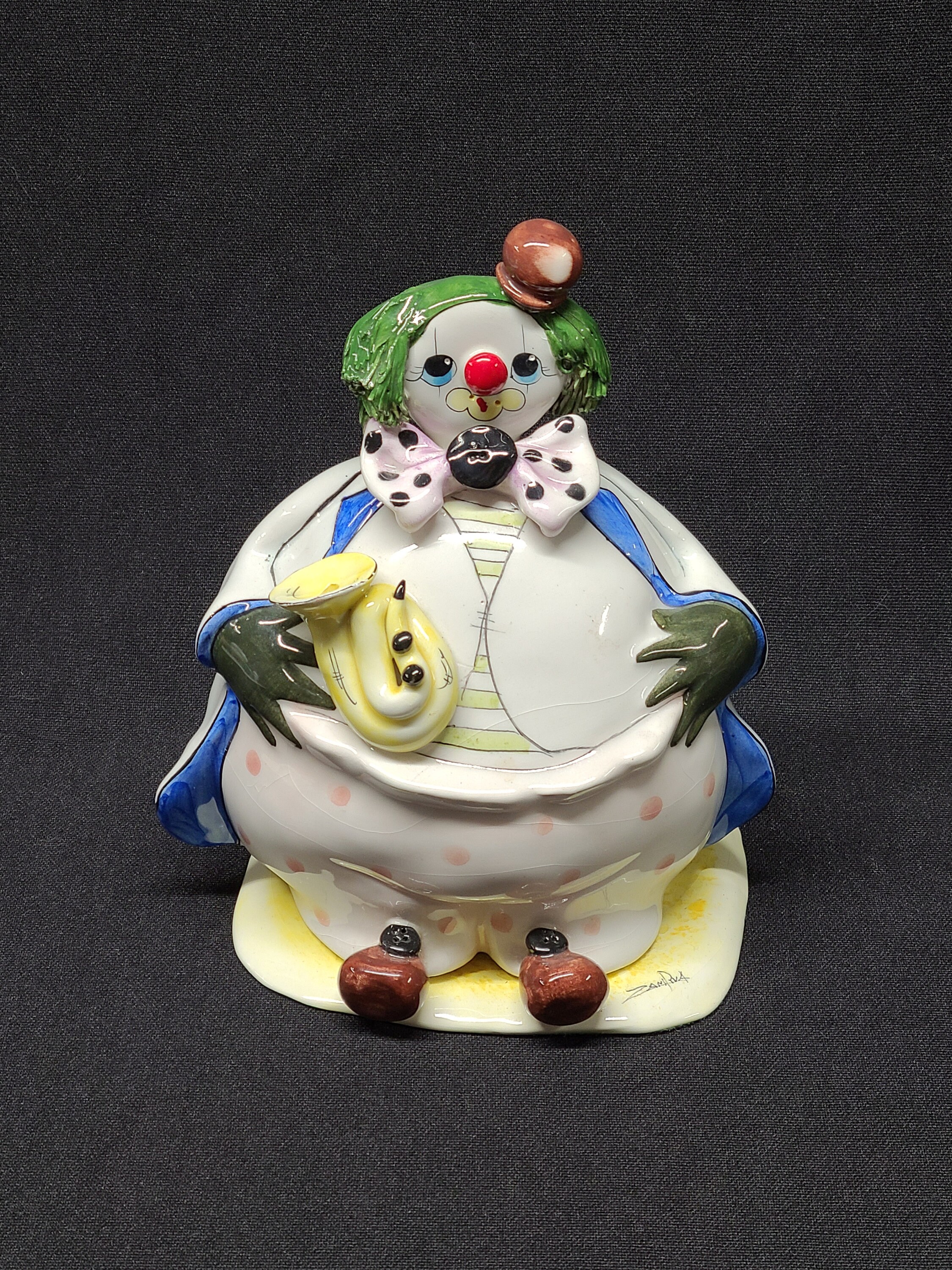 1976 Zampiva Porcelain Clown Figurine Green Spaghetti Hair Etsy