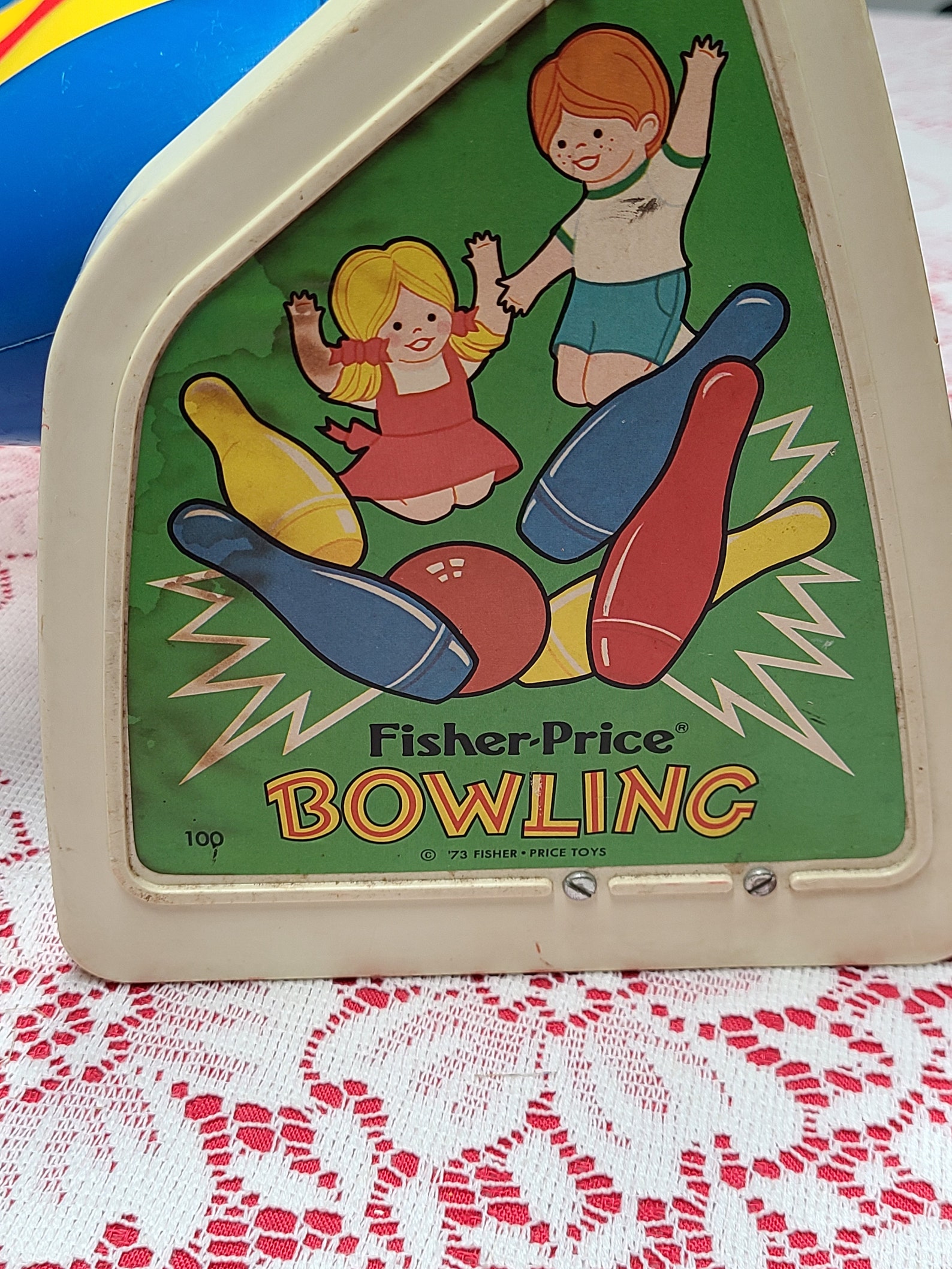 1973 Fisher Price Bowling Set with Blue Bowling Ball Vintage Etsy